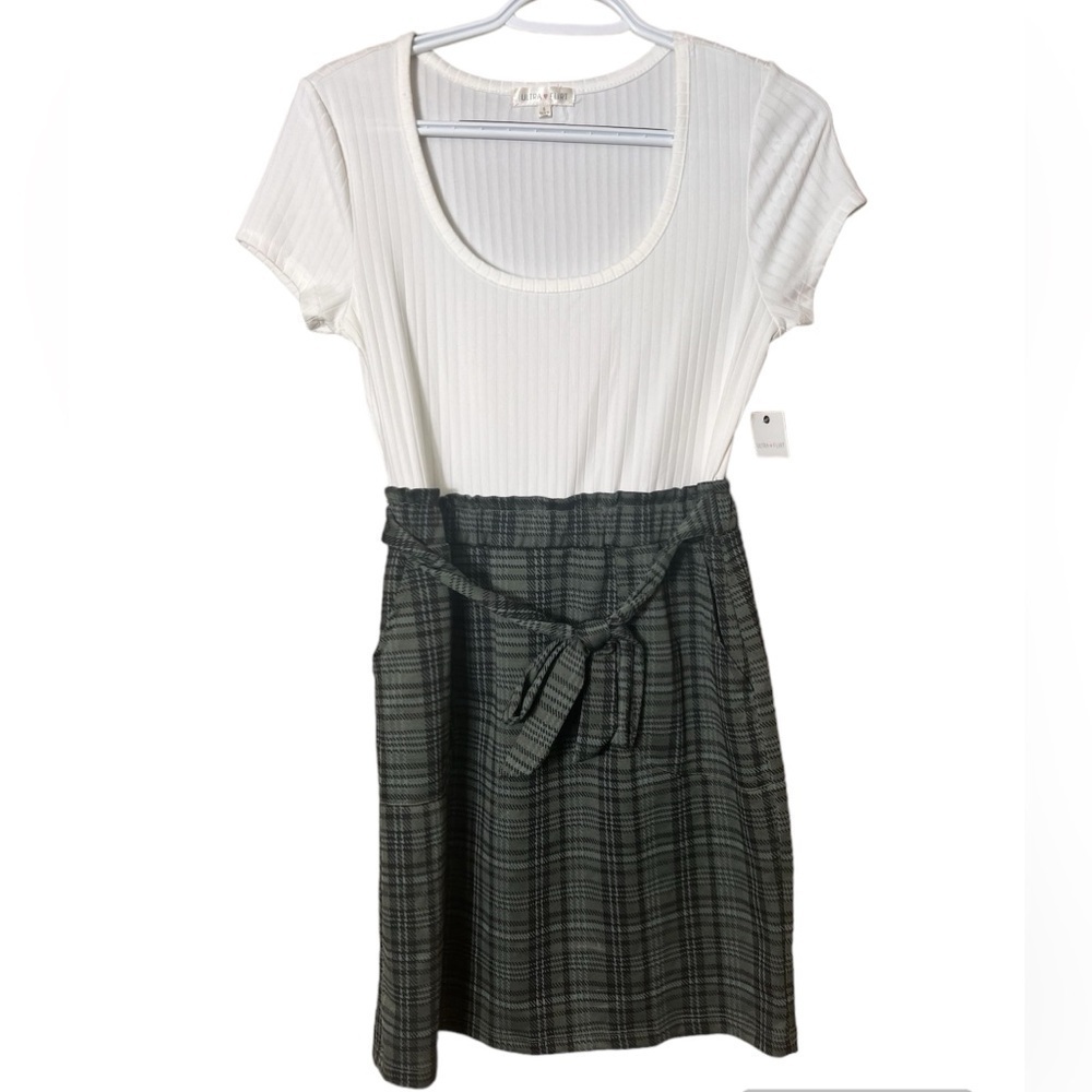 Preppy Plaid Tie-Waist Mini Dress Small Soft Academia Cottagecore Minimalist